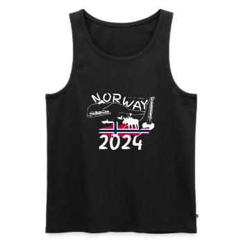 Norvège 2024 Morue avec pêche aux montagnes et à l’orignal - Débardeur bio Premium Homme - noir - Devant - Michal (187cm)