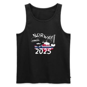 Norway 2025 Halibut with mountains and moose fishing - Men's Premium Organic Tank Top - black - Front - AI Model Male 178 light (178cm)