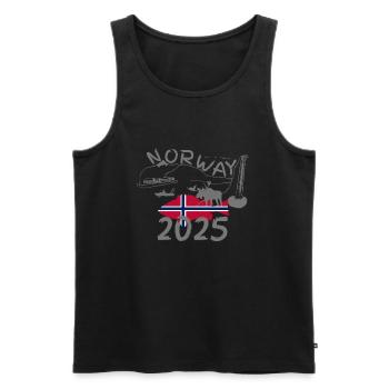 Norwegen 2025 Rotbarsch mit Bergen und Elch Angeln - Männer Premium Bio Tank Top - Schwarz - Vorne - AI Model Male 178 light (178cm)