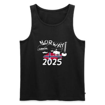 Norwegen 2025 Rotbarsch mit Bergen und Elch Angeln - Männer Premium Bio Tank Top - Schwarz - Vorne - AI Model Male 178 light (178cm)