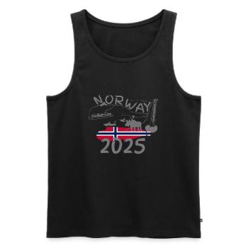 Norwegen 2025 Steinbeisser mit Bergen Elch Angeln - Männer Premium Bio Tank Top - Schwarz - Vorne - AI Model Male 178 light (178cm)