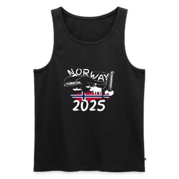 Norvège 2025 merlu avec montagnes et pêche à l’orignal - Débardeur bio Premium Homme - noir - Devant - Michal (187cm)
