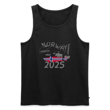 Norvège 2025 merlu avec montagnes et pêche à l’orignal - Débardeur bio Premium Homme - noir - Devant - Michal (187cm)