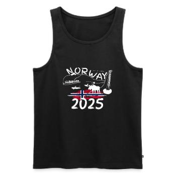 Norwegen 2025 Makrelen mit Bergen und Elch Angeln - Männer Premium Bio Tank Top - Schwarz - Vorne - AI Model Male 178 light (178cm)