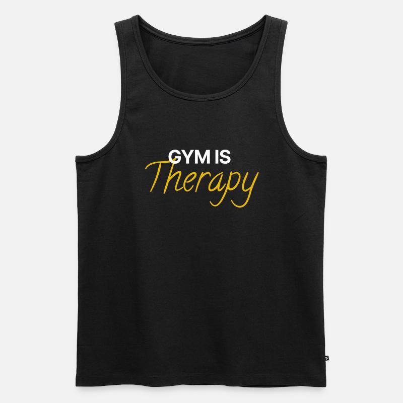 Gym is Therapy | Motivation - Männer Premium Bio Tank Top - Schwarz