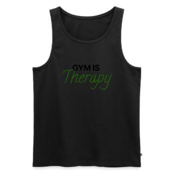 Motivation | Gym is Therapy | Sport ist Medizin - Männer Premium Bio Tank Top - Schwarz - Vorne - Michal (187cm)