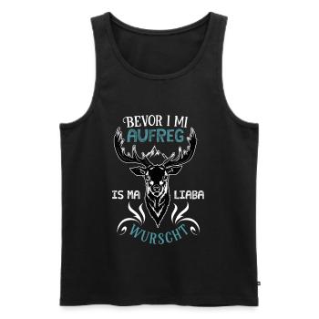 Bevor I mi aufreg is mi liaba wurscht - Männer Premium Bio Tank Top - Schwarz - Vorne - AI Model Male 178 light (178cm)
