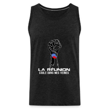 Poing La Réunion Drapeau - Débardeur bio Premium Homme - charbon - Devant - Alexander (188cm)