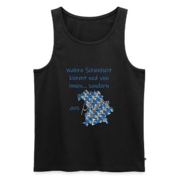 Wahre Schönheit Bayern Spruch lustig - Männer Premium Bio Tank Top - Schwarz - Vorne - Michal (187cm)