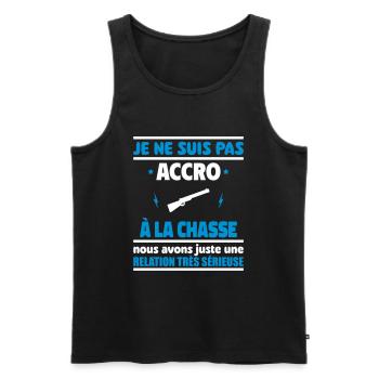 Je ne suis pas accro à la chasse - Débardeur bio Premium Homme - noir - Devant - AI Model Male 178 light (178cm)