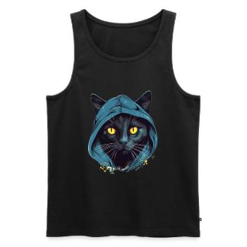 Cat Head Black Cat Bombay Happy Cat Cats - Men's Premium Organic Tank Top - black - Front - AI Model Male 178 light (178cm)