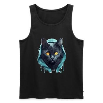 Cat Head Black Cat Bombay Happy Cat Cats - Men's Premium Organic Tank Top - black - Front - AI Model Male 178 light (178cm)