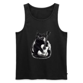 Musician Black Cat Guitarist Bombay Cats - Men's Premium Organic Tank Top - black - Front - Michal (187cm)