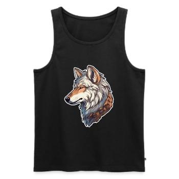 Costume de loup bleu loup-garou à tête et - Débardeur bio Premium Homme - noir - Devant - AI Model Male 178 light (178cm)