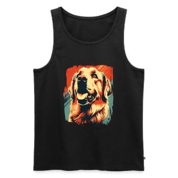 Labrador Dogs Maman et Labfather Papa Golden - Débardeur bio Premium Homme - noir - Devant - Michal (187cm)
