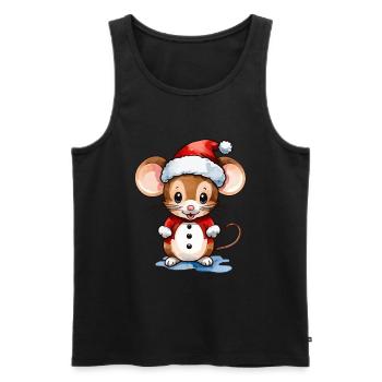 Dessin de Noël Souris - Débardeur bio Premium Homme - noir - Devant - Michal (187cm)
