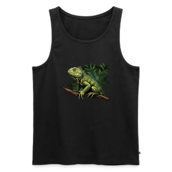 iguana branch reptiles green iguana - Men's Premium Organic Tank Top - black - Front - AI Model Male 178 light (178cm)