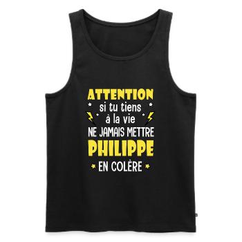 Philippe humour prénom philippe personnalisé - Débardeur bio Premium Homme - noir - Devant - Michal (187cm)