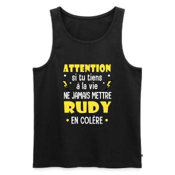 Rudy humour prénom rudy tshirt personnalisé - Débardeur bio Premium Homme - noir - Devant - Michal (187cm)