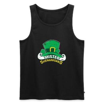 Mister Shenanigan - Chemise de jour St Patty's pour garçon - Débardeur bio Premium Homme - noir - Devant - AI Model Male 178 light (178cm)