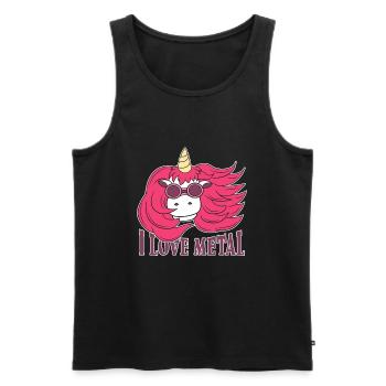 Einhorn i Love Metal Heavy Metal Metaller Geschenk - Männer Premium Bio Tank Top - Schwarz - Vorne - Michal (187cm)