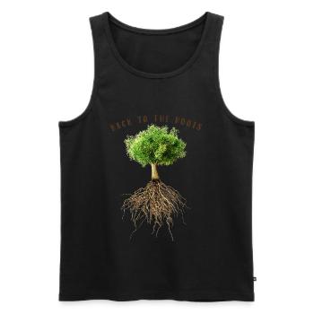 RETOUR À L'ARBRE À RACINES - Débardeur bio Premium Homme - noir - Devant - AI Model Male 178 light (178cm)