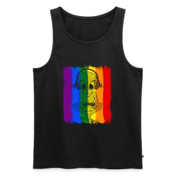 Gayming Gaylien Rainbow CSD Gaming Alien LGBT - Débardeur bio Premium Homme - noir - Devant - Michal (187cm)