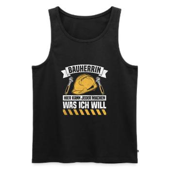 Hier kann jeder machen was ich will Bauherrin - Männer Premium Bio Tank Top - Schwarz - Vorne - AI Model Male 178 light (178cm)