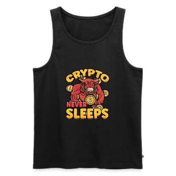 Crypto Never Sleeps Cryptocurrency BTC - Männer Premium Bio Tank Top - Schwarz - Vorne - AI Model Male 178 light (178cm)