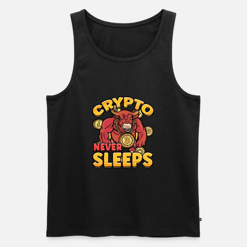 Crypto Never Sleeps Cryptocurrency BTC - Männer Premium Bio Tank Top - Schwarz