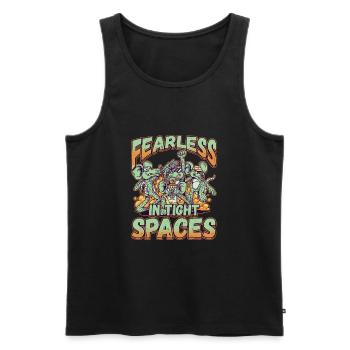 Fearless in Tight Spaces - Men's Premium Organic Tank Top - black - Front - AI Model Male 178 light (178cm)