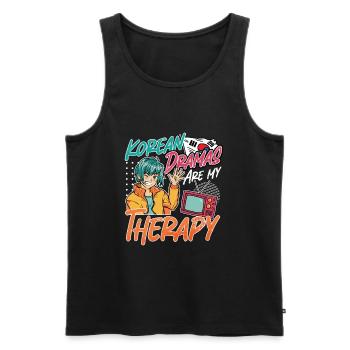 Design pop coréen pour un fan de mode K-Pop - Débardeur bio Premium Homme - noir - Devant - AI Model Male 178 light (178cm)