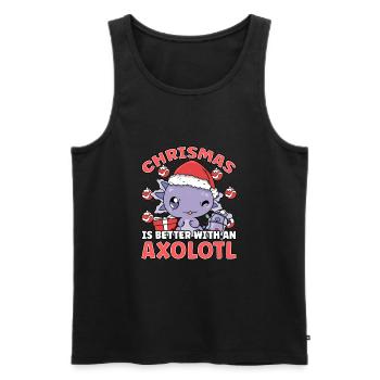 Winter Axolotl Design for a Christmas Xmas Lover - Männer Premium Bio Tank Top - Schwarz - Vorne - AI Model Male 178 light (178cm)