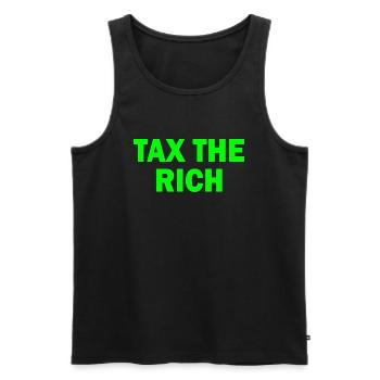 Tax the rich - Débardeur bio Premium Homme - noir - Devant - Michal (187cm)