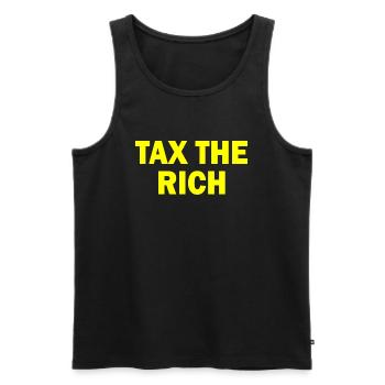Tax the rich - Débardeur bio Premium Homme - noir - Devant - Michal (187cm)