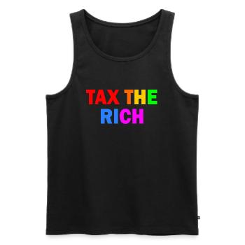 Tax the rich - Débardeur bio Premium Homme - noir - Devant - Michal (187cm)