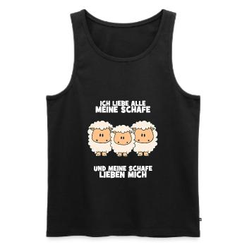 Ich liebe alle meine Schafe Schaf Lamm Bock Ziege - Männer Premium Bio Tank Top - Schwarz - Vorne - Michal (187cm)