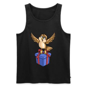 Drôle d’oiseau avec cadeau - Débardeur bio Premium Homme - noir - Devant - Michal (187cm)