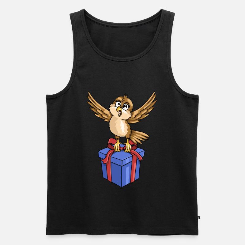 Lustiger Vogel mit Geschenk - Männer Premium Bio Tank Top - Schwarz