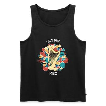 Harp Gift Musical Instrument Musician Plucking - Men's Premium Organic Tank Top - black - Front - Michal (187cm)