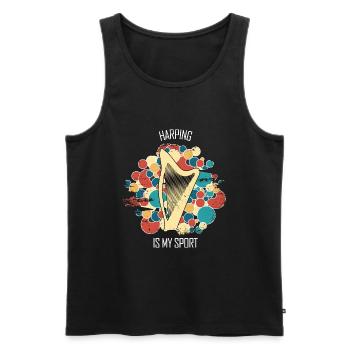 Harp Gift Musical Instrument Musician Plucking - Men's Premium Organic Tank Top - black - Front - Michal (187cm)