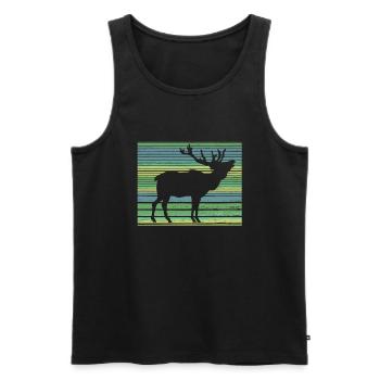 Elch Hirsch Retro - Männer Premium Bio Tank Top - Schwarz - Vorne - AI Model Male 178 light (178cm)