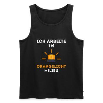 Yellow Light Road Construction Garbage Man Job Gift w 0443 - Men's Premium Organic Tank Top - black - Front - AI Model Male 178 light (178cm)