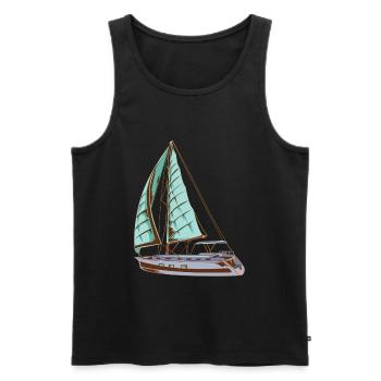 Sailing Ship Boat Yacht Sailing Water Dew Gift - Men's Premium Organic Tank Top - black - Front - AI Model Male 178 light (178cm)