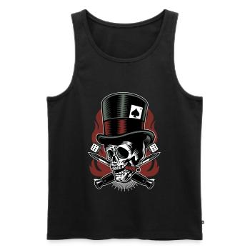 Outlaw Skull / Totenkopf Glückspiel Geschenkidee - Männer Premium Bio Tank Top - Schwarz - Vorne - Michal (187cm)