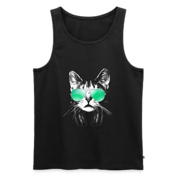 Cool DJ Cat - Men's Premium Organic Tank Top - black - Front - AI Model Male 178 light (178cm)