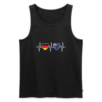 Heartbeat Herzschlag Deutschland Australien w 1176 - Männer Premium Bio Tank Top - Schwarz - Vorne - AI Model Male 178 light (178cm)