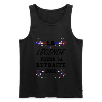 Retraité 2022 Citation Collègue Départ en Retraite - Débardeur bio Premium Homme - noir - Devant - AI Model Male 178 light (178cm)