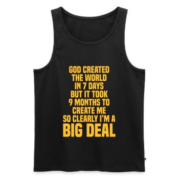 GOTT SCHUF DIE WELT - Männer Premium Bio Tank Top - Schwarz - Vorne - AI Model Male 178 light (178cm)