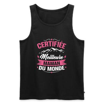Certifiée meilleure maman du monde - Humour cadeau - Débardeur bio Premium Homme - noir - Devant - Michal (187cm)